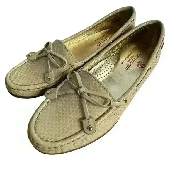 MARC JOSEPH NEW YORK womens Golf Genuine Leather Moccasin Gold Metallic Size 7 - Picture 4 of 11